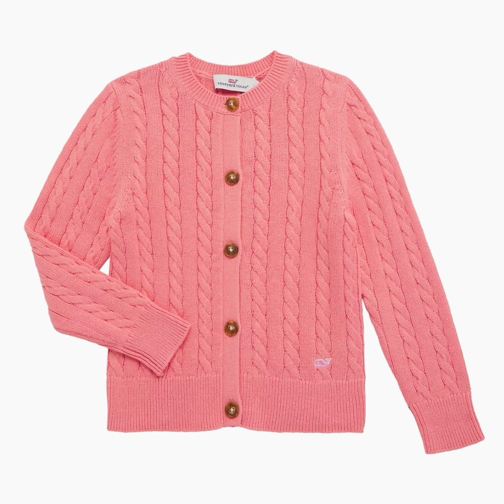 NWT Vineyard Vines Pink Kids Cable Knit Cardigan, 2T